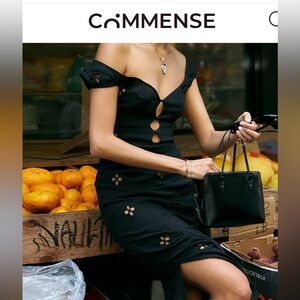 Cotton Keyhole Neckline Midi Dress